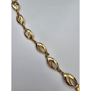 Vintage Gold Tone Modernist Open Link Bracelet 7.5" Women's Fashion Jewelry